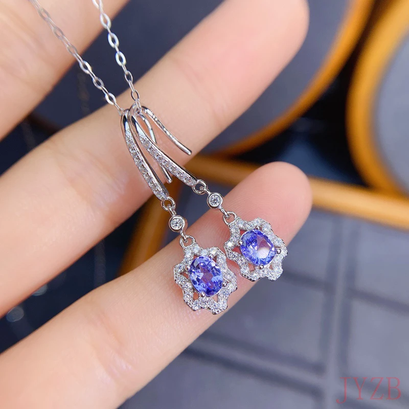 

Beautiful Japanese exquisite Tanzanite earrings 925 sterling silver earrings fashion niche design tide