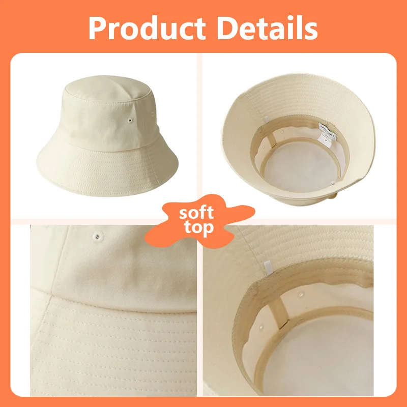 Custom Embroidery Bucket Hats for Men and Women Fisherman Baseball Caps Wholesale DIY Design Print Big Head Circumference