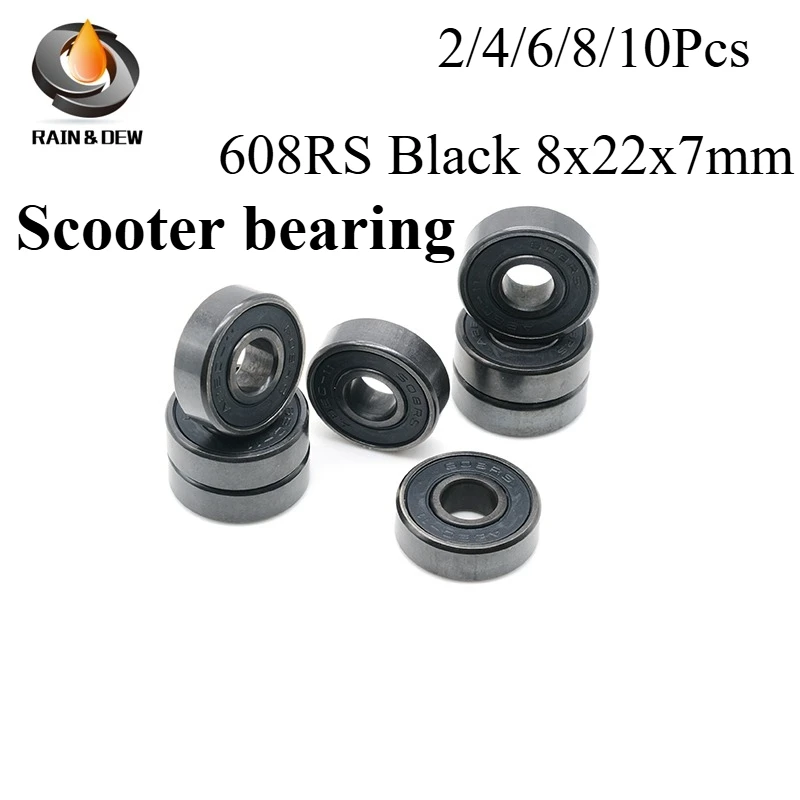 608RS Black Ball Scooter Bearing ABEC-11 8X22X7 Mm Deep Groove Steel Sealed Ball Bearings 608RS Z3V3 Bearing 2/4/6/8/10Pcs/set