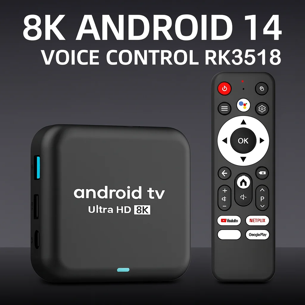 Android 14 TV Box 8K HDR Streaming Media Player RK3528 Quad Core 4G 64G 2.4G&5G Dual WiFi Smart Set Top Box لـ Netflix YouTube