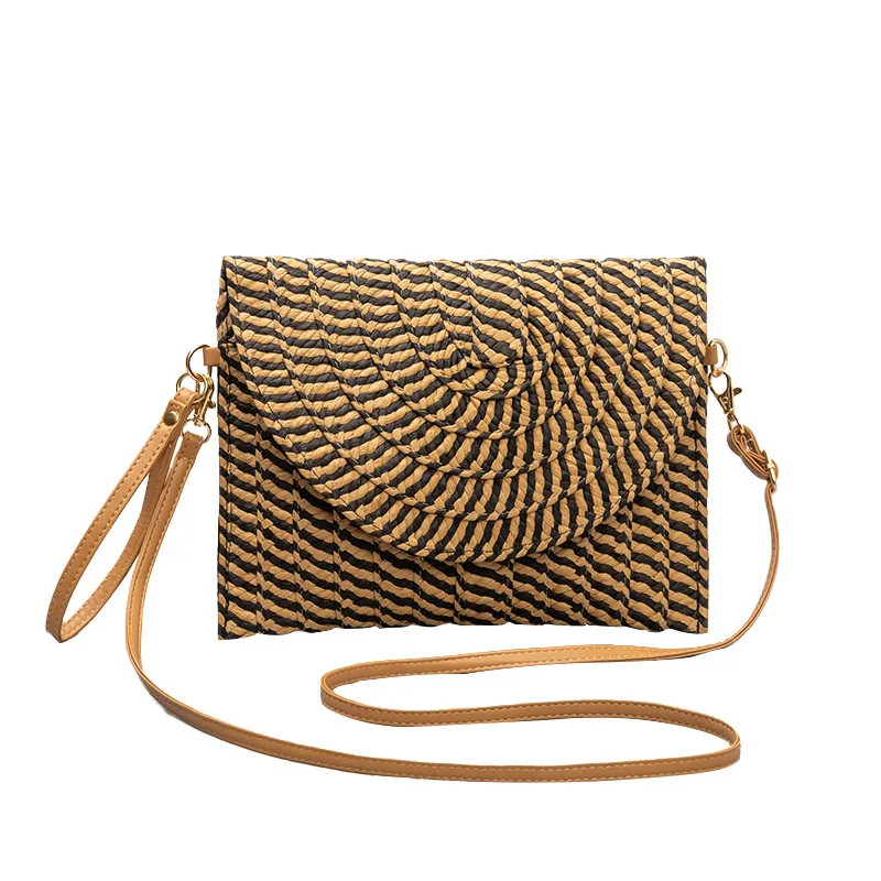 New Luxury Handbag Small Fresh Purple Underarm Woven Bag Crescent Single Shoulder Solid Straw Women's Beach Tote DIY 2023