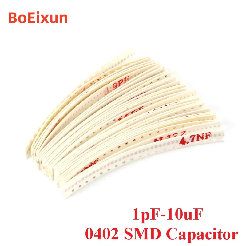 1200pcs 0402 SMD Capacitor kit 30 values*40pcs 1PF-10UF Electronic Components Package Capacitor Assorted Kit Samples DIY