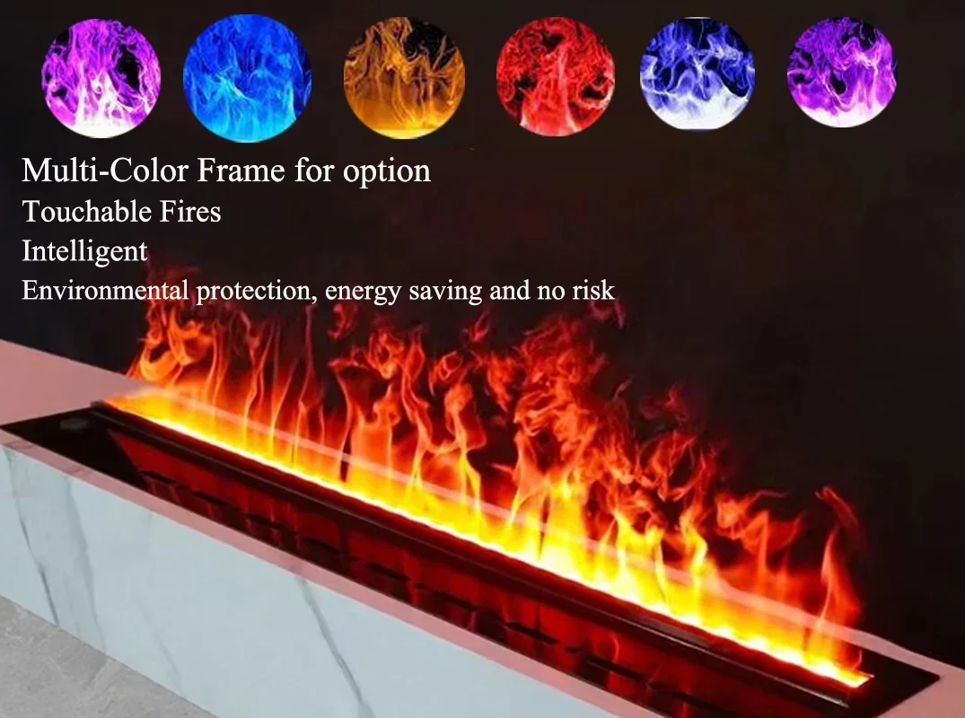 

Atomizing Fireplace China Plug Embedded Living Room Smart Home APP Control Fireplace Multi-color Fake Flame Electronic Fireplace