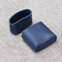 Simple Blue Lighter Cover for Zipp Lighter Hand-stitched Cowhide Leather Durable Protective Sleeve