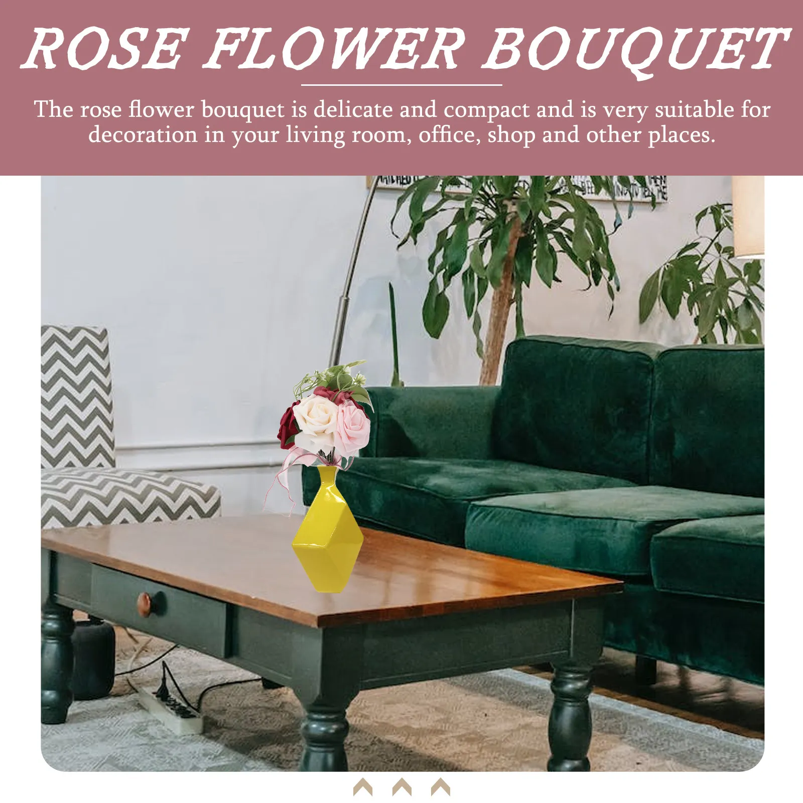 Small Artificial Rose Flower Bouquet Vivid Realistic Pe Crafted Faux Rose Centerpiece for Study Room Bedroom Coffee Table Floral