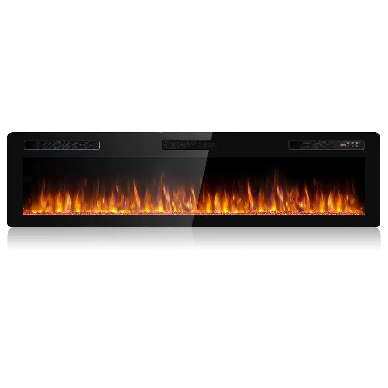 72 inch Ultra-Thin Silence Linear Electric Fireplace, Recessed Wall Mounted