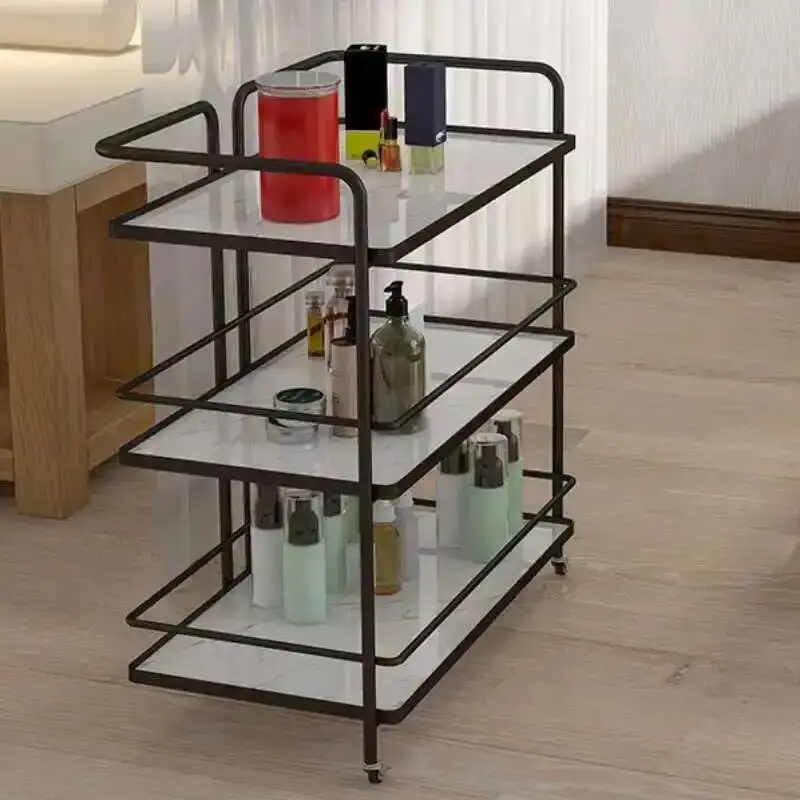 

Trolley Cosmetic Salon Professional Golden Metal Hairdressing Organizer Cart With Wheels Carrello Attrezzi Spa Furniture MQ50TC
