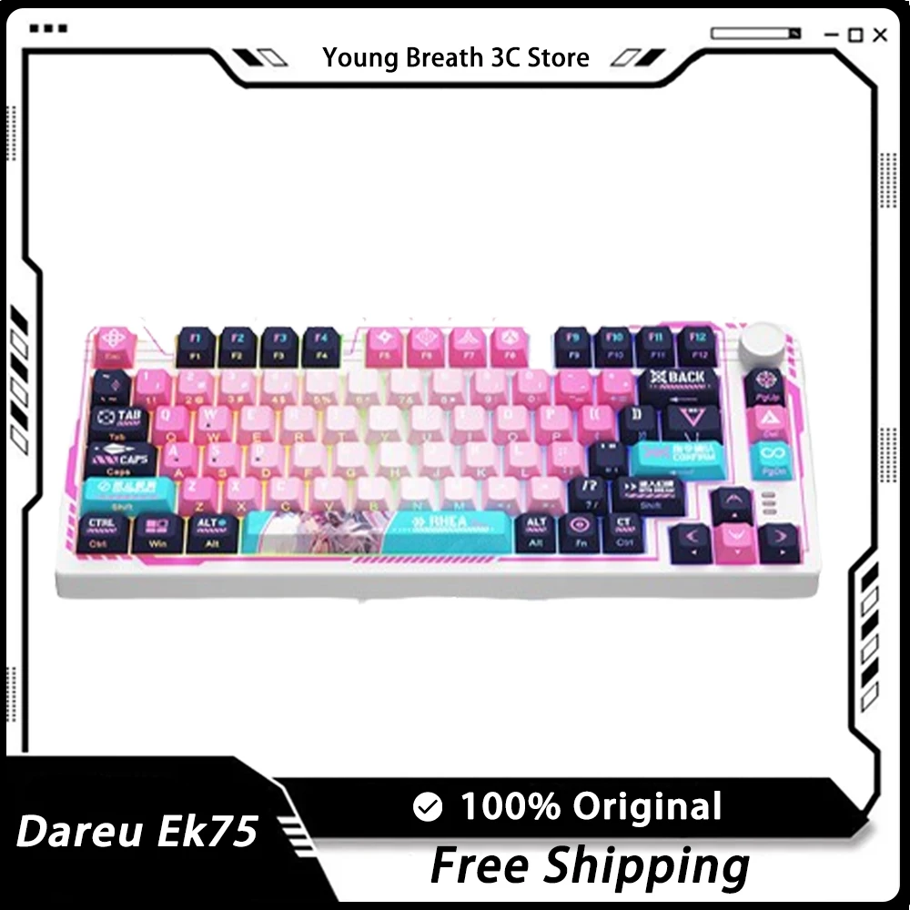 

Dareu Ek75 Ruiya Mechanical Keyboard 2.4G Wireless Bluetooth RGB Keyboards Side Carved Hot Swap Three Modes Gaming Keyboard Gift