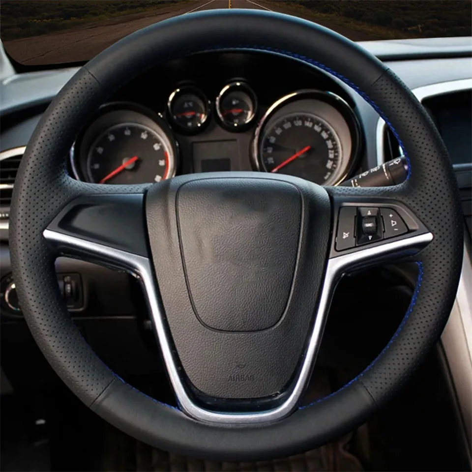 DIY Black Faux Leather Car Steering Wheel Cover For Opel Ampera 2012 Zafira Tourer Astra (J) 2010 2011 2012 2013 2014 2015