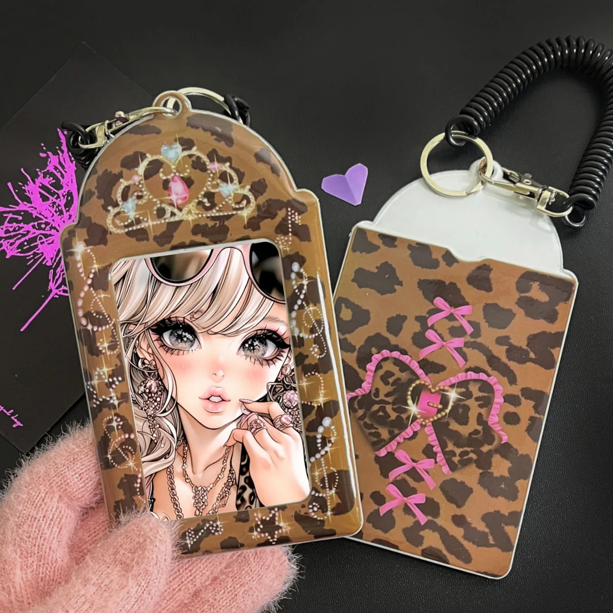 Leopard Print Card Holder, Suitable For Storing 3.5-Inch And 3-Inch Small Cards, Suitable For Collecting And Storing Idol Cards