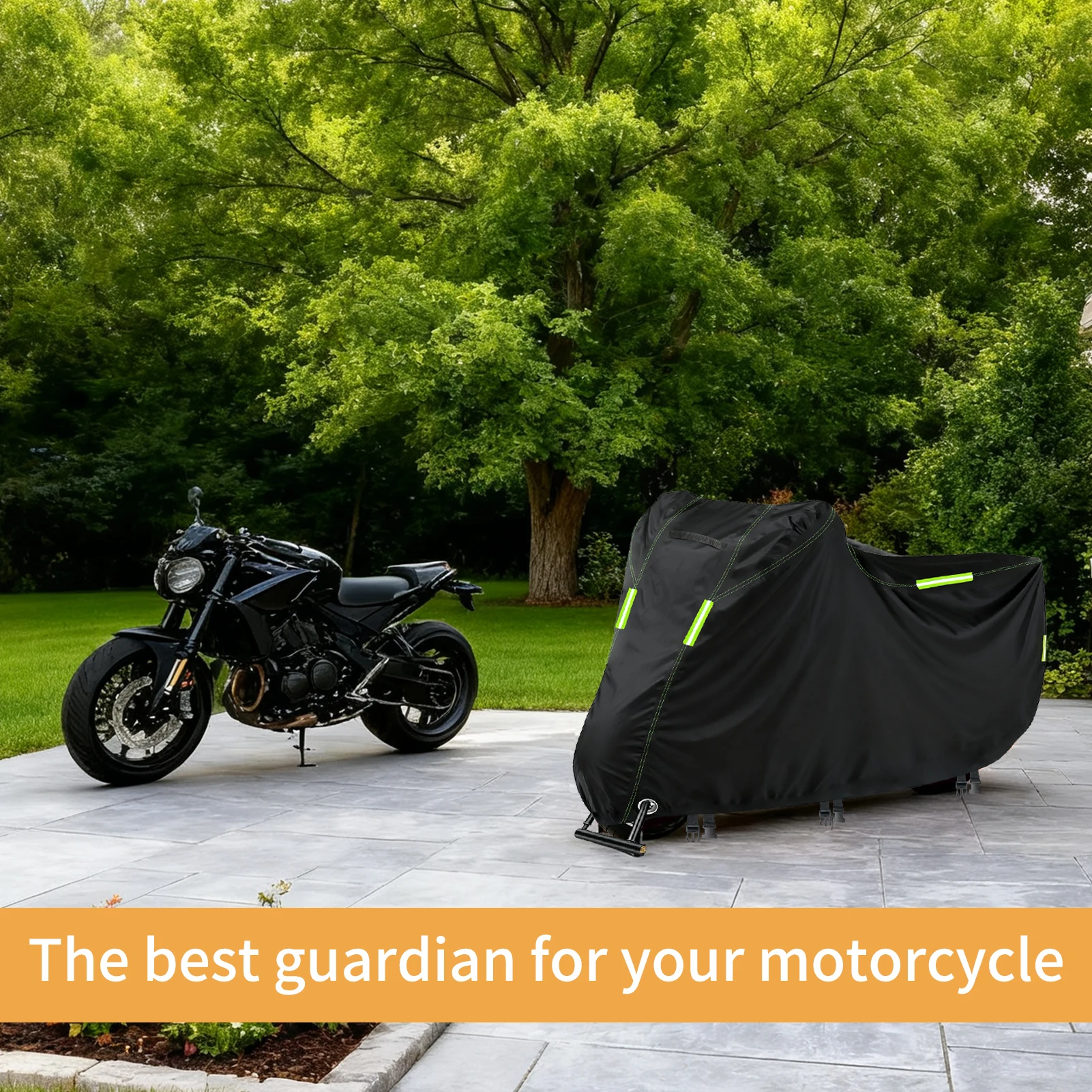 オートバイカバー 防水 屋外 反射材付き バイクカバー オールシーズン 防塵 紫外線防止 耐摩耗性 収納袋付き