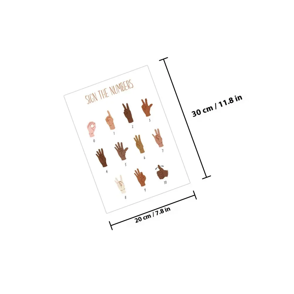 6Pcs Sign Language Education Posters Canvas Classroom Alphabet Numbers Chart Kids Learning Teaching Wall Decor