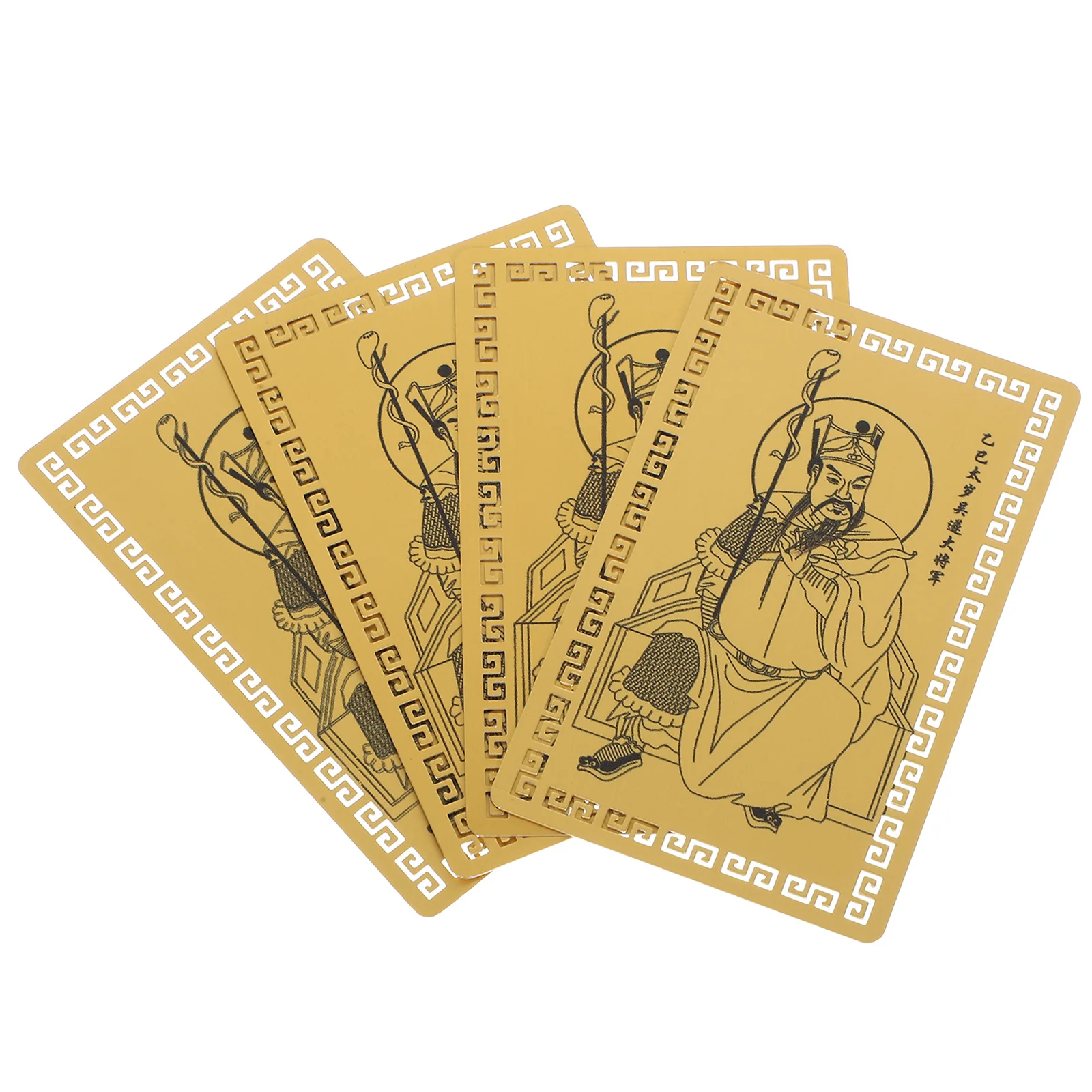 

4Pcs 2025 Tai Sui Gold Card Aluminum Alloy Protection Amulet Cards Chinese Auspicious Luck Wealth Success Thai Buddhist Cards