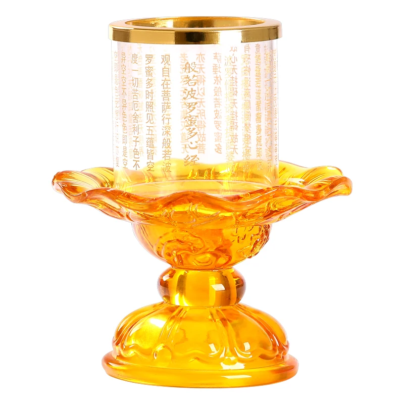 Glass High-Legged Lotus Candlestick Domestic Sanctuary Lamp Butter Lamp Holder