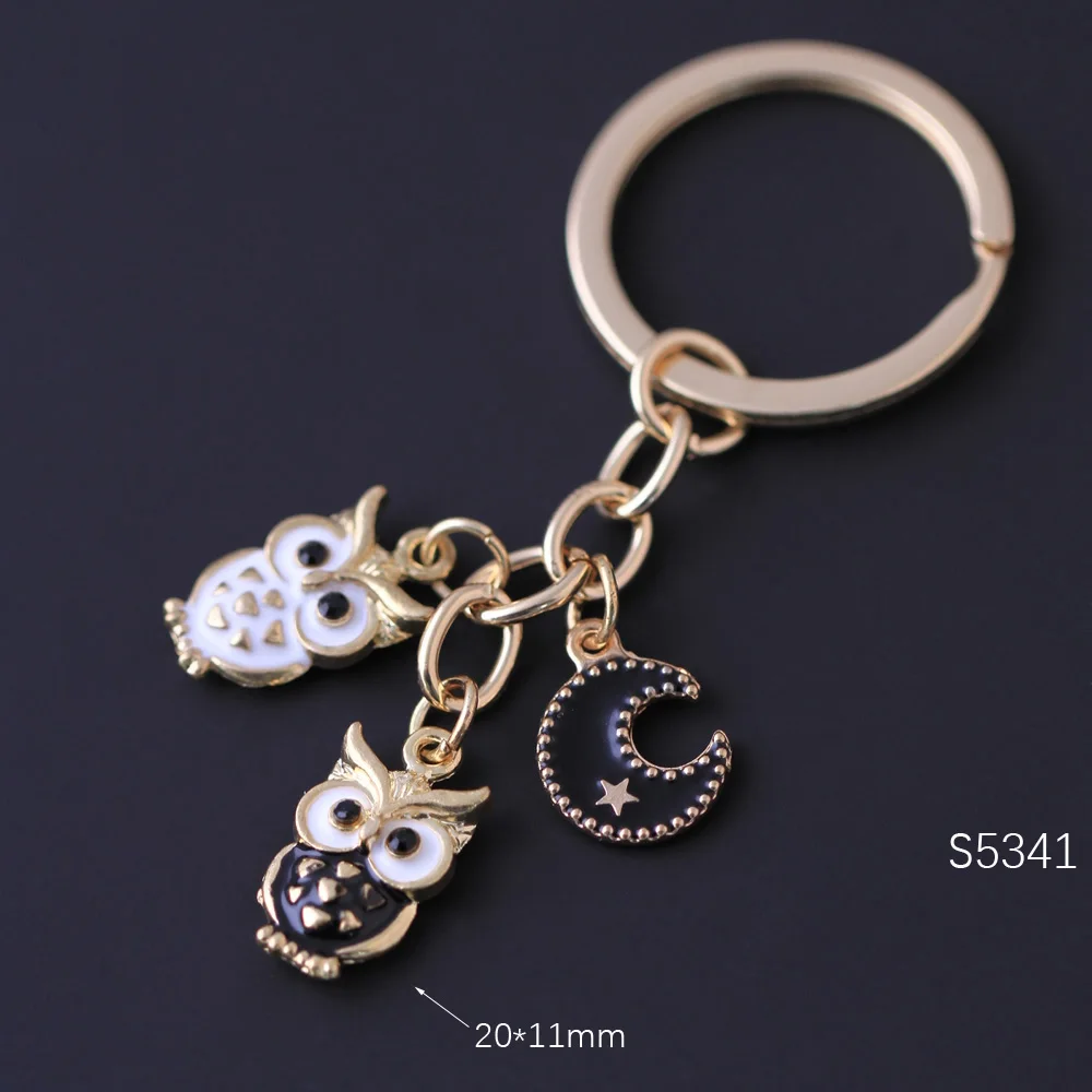 Owl Key Chain Moon Star Night Keychain For Women Colorful Enamel Car Bag Pendant Fashion Jewelry