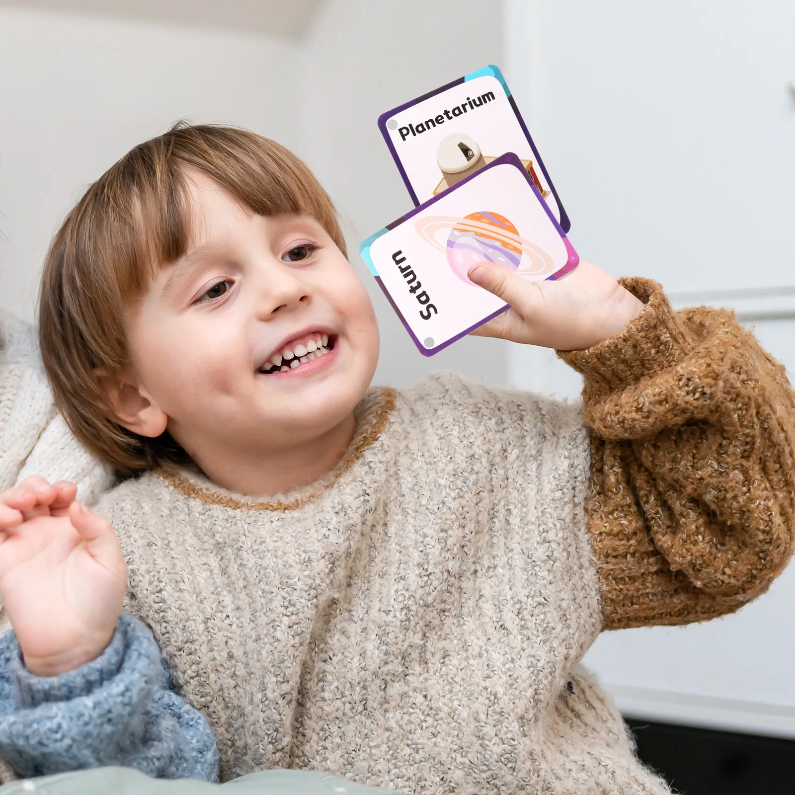 

34Pcs Space Flash Cards Cartoon Learning Cards for Kids Cognitive Thinking Development Early Education