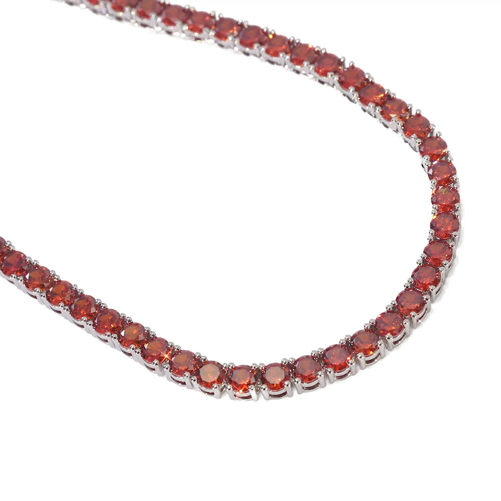 الهيب هوب مجوهرات الجليد 5 مللي متر واسعة ملونة تألق تنس قلادة تشيكوسلوفاكيا الزركون المألوف تنس قلادة مناسبة للرجال والنساء