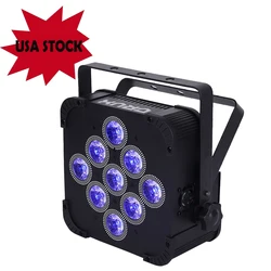 Usa Gratis-Belasting 9X18W 6in1 Rgbaw Uv Batterij Aangedreven Draadloze Led Par Licht Disco Stage Led Oplaadbare Par Projector voor Party Event