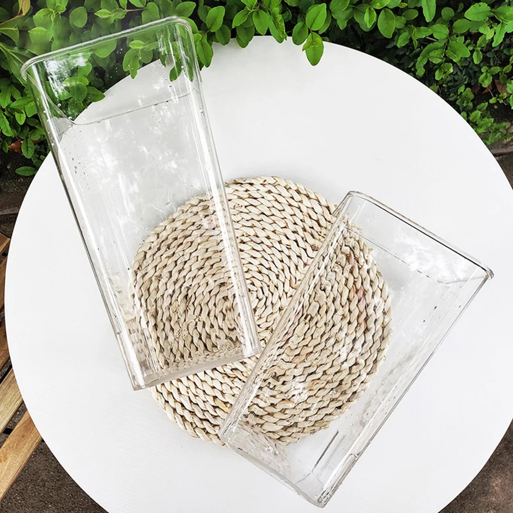 

Acrylic Flower Vase Transparent Square Bucket for Arranging Growing Flowers Home Decoration Modern Vase Bedroom Living Room