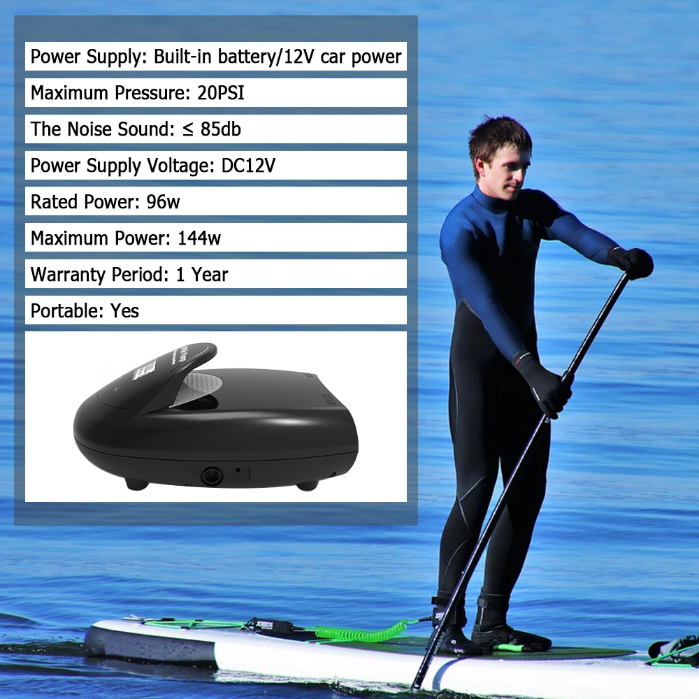 Outdoor Simple Operation High Pressure Electric Battery 20PSI Deflation DC SUP Pumps Inflatable Paddle Board Air Pump