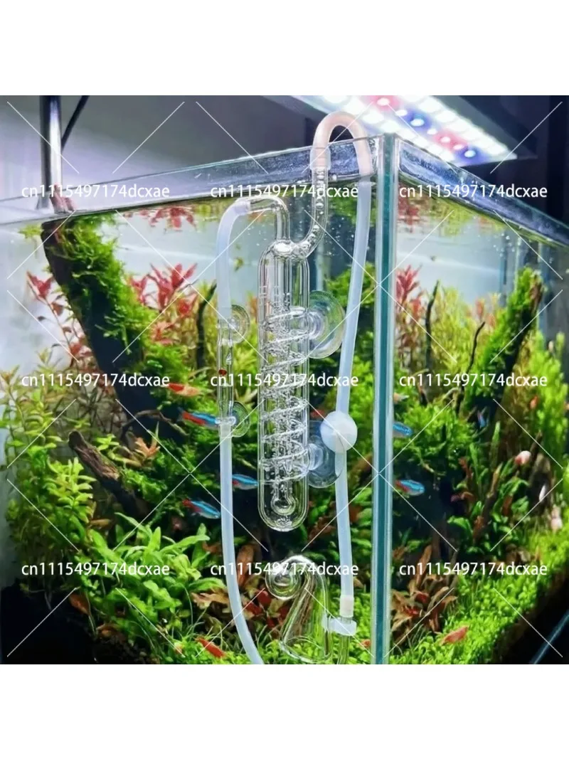 Glass CO2 Bubble Counter High Transparent Spiral Design with Suction Cup for Aquarium Reactor