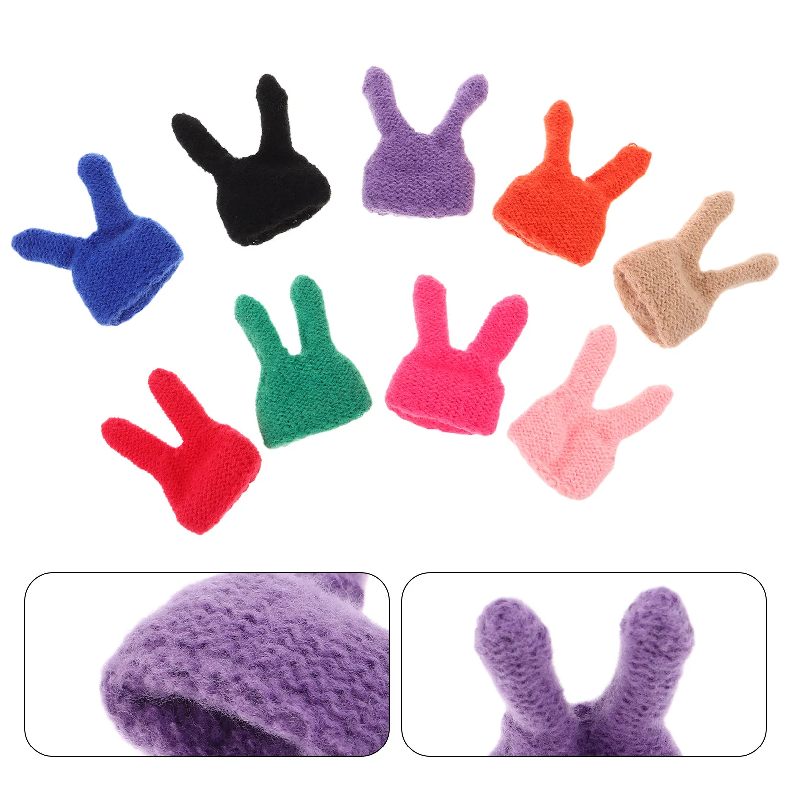 

9Pcs Mini Handmade Knitted Rabbit Ear Hats Tiny Beanie Headwear Accessories DIY Craft Mini Festive Easter Ornaments