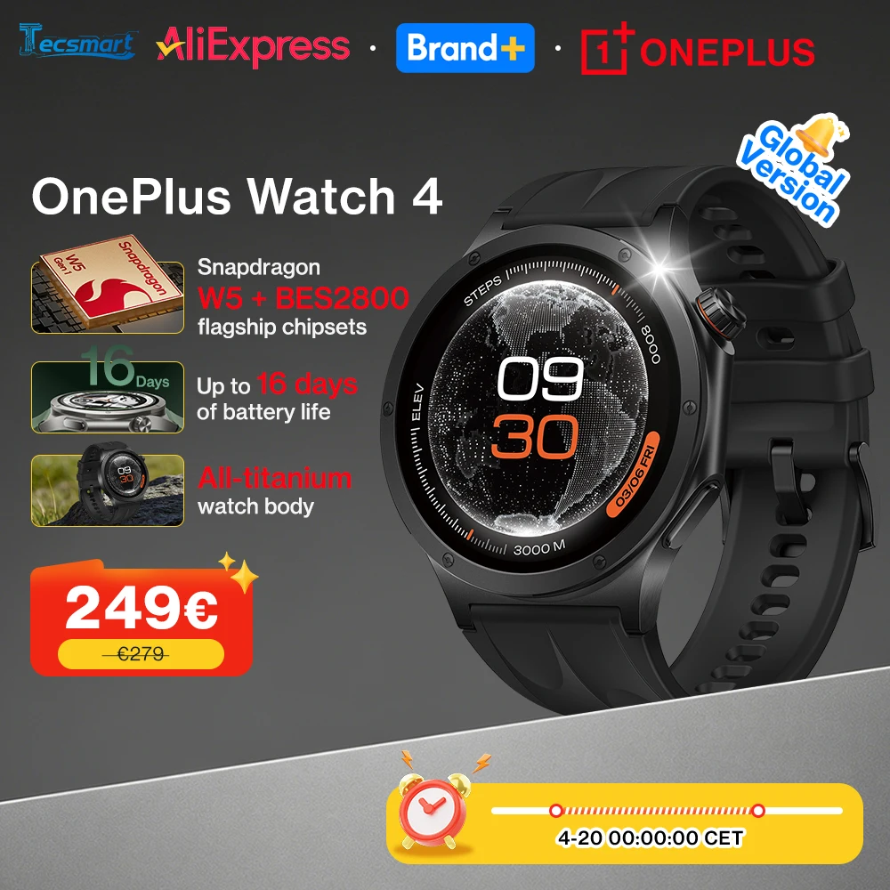 Reloj Inteligente OnePlus Watch 4 con Pantalla AMOLED de 1.5 Pulgadas, Snapdrag…