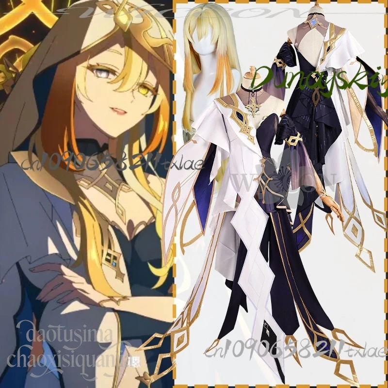 

Cos Store Naberius Косплей Genshin Impact Костюм Золотая Богиня Дизайн Сексуальная Высокая Разрезная Винтаж Парики Лолиты Хэллоуин