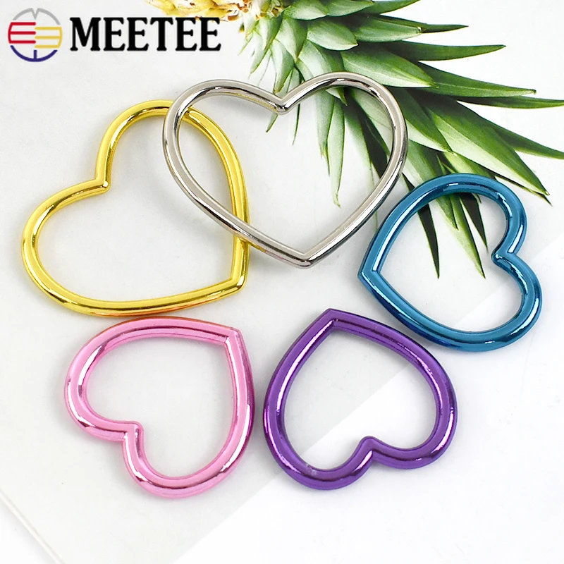 Meetee 10-50 pz cuore anello gancio borsa cinghia collegamento cerchio rotondo fibbie in metallo fettuccia O anelli chiusura cintura decorare fibbia