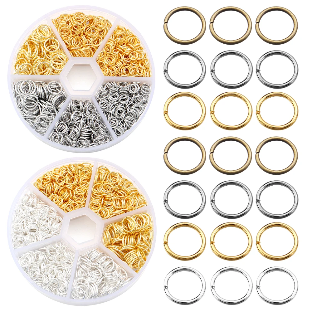 1 Box 4/5/6/8/10/12 mm offene Biegeringe aus Metall, Eisen-Spaltringe, O-Ring-Anschlüsse für Schmuckherstellung, DIY-Armband, Halskette, Ohrringe