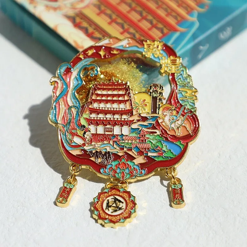 Dunhuang Three Rabbits Sharing Ears Rotating Metal Magnet Caisson Badge Museum Cultural Souvenir Collectible Boxed Gift for Art
