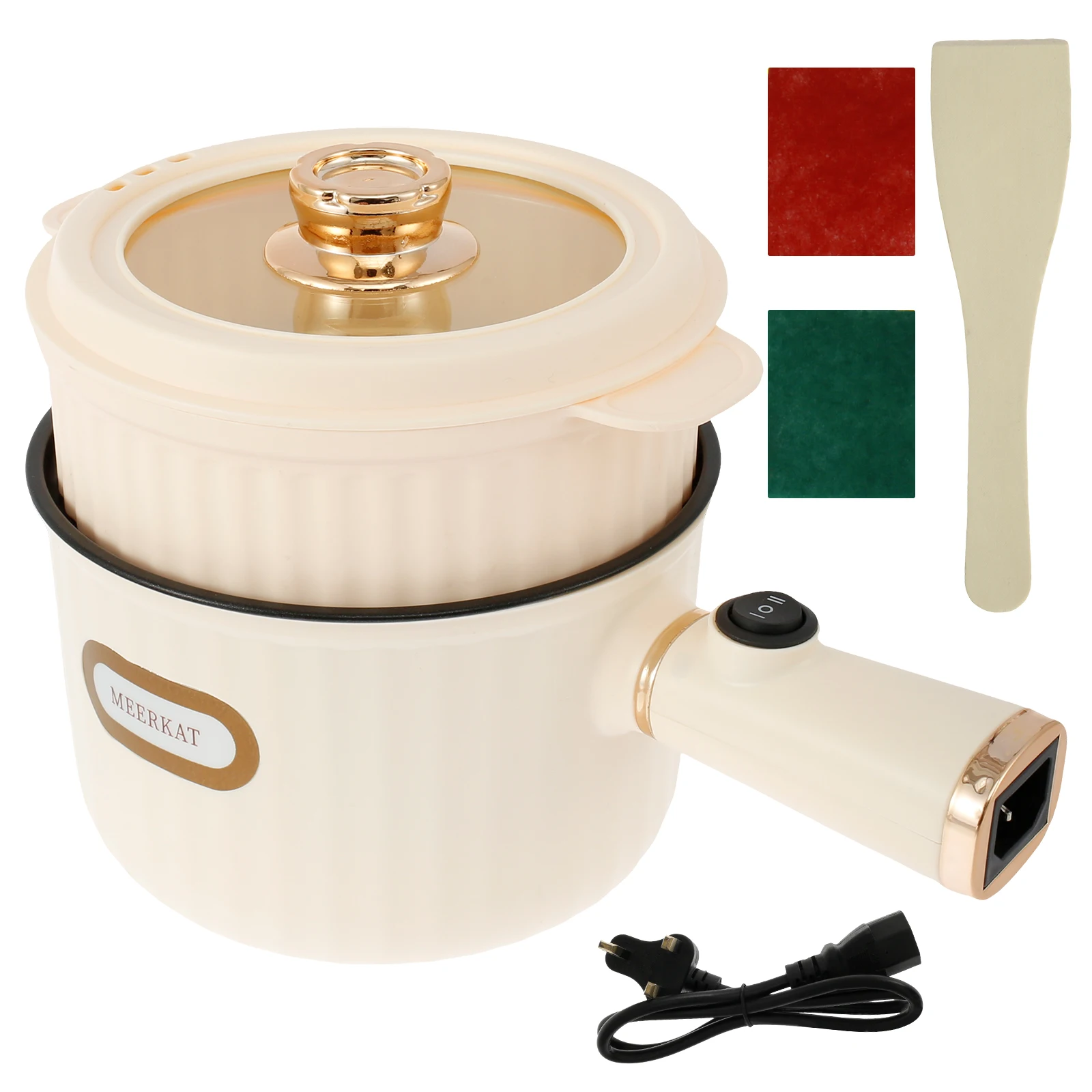 Electric Hot Pot with Steamer 1.6L Rapid Noodles Cooker Portable Non-Stick Electric Pot Multifunctional Mini Hot Pot with Adjust