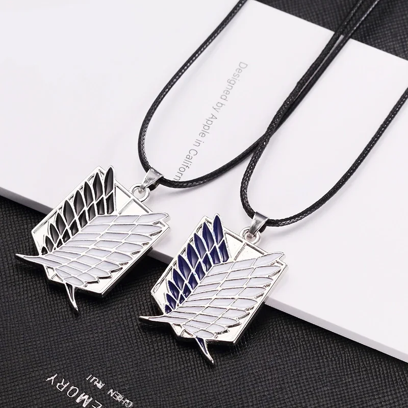 Collar de aleación de Anime Attack on Titan para hombre y mujer, colgante Shingeki de alas de la libertad, cadena de cuero No Kyojin, accesorios de Cosplay