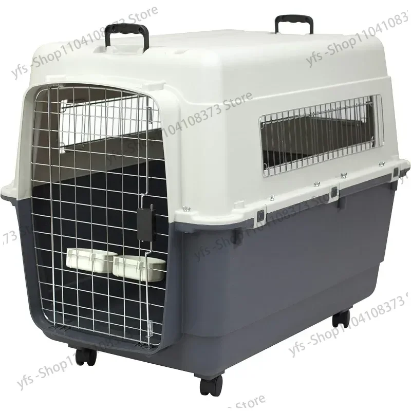 

Designs Plastic Kennels Rolling Plastic Wire Door Travel Dog Crate, XXL