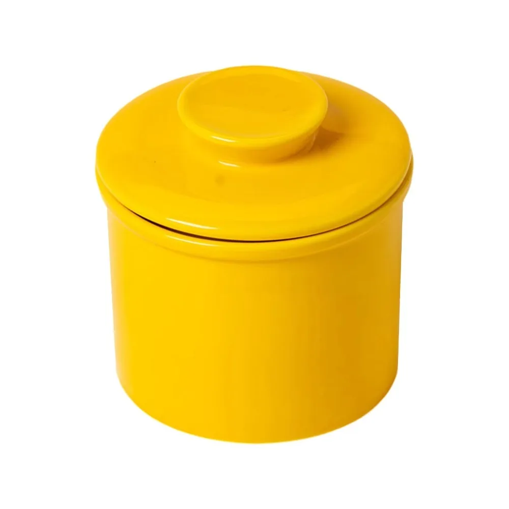 

Cheese Cup Ceramic French Butter Crock with Lid Solid Color Butter Cup Household Sealed Butter Jar Cheese