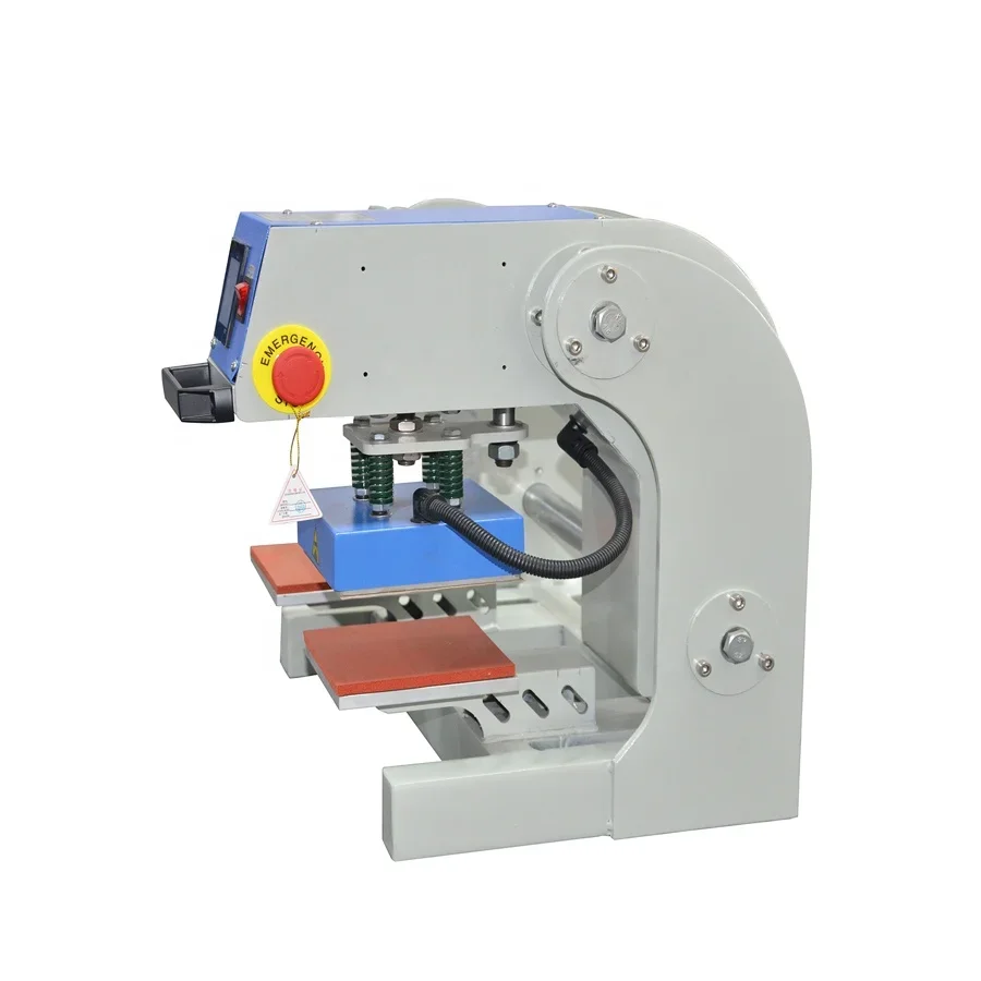 

Pneumatic T-shirt Logo Up-Sliding Double Station Label Heat Press Machine