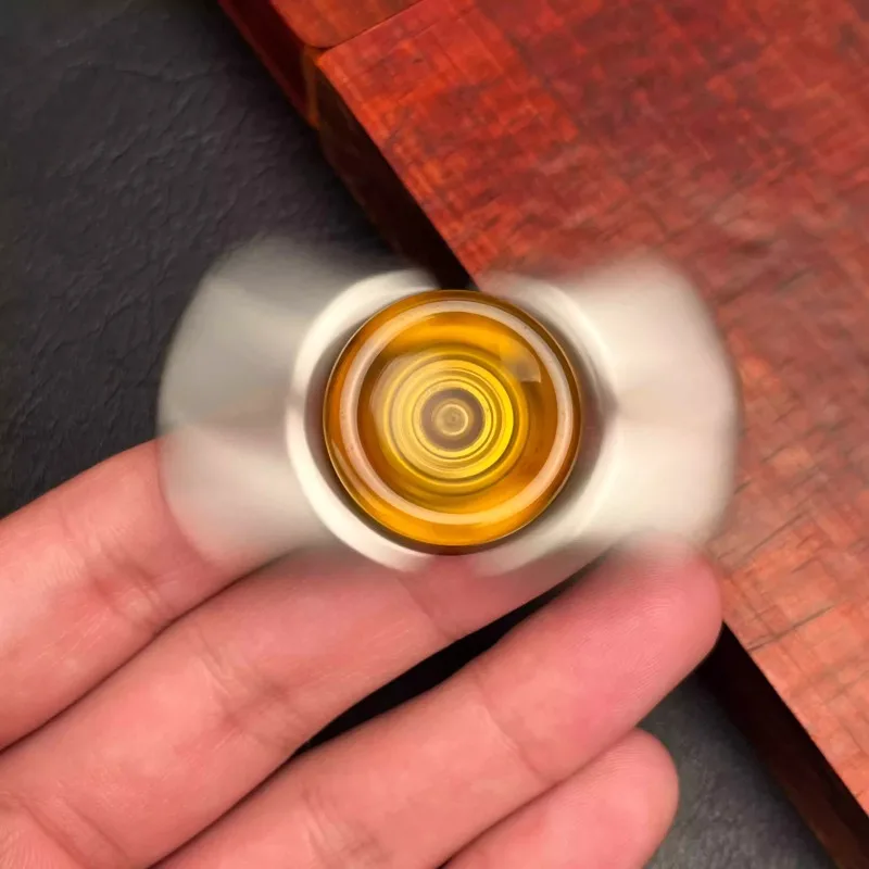 Obsidian EDC Two Page PEI Lock Wire Sliding Rotating Fingertip Mechanical Metal Fingertip Gyroscope Decompression Desktop Toy