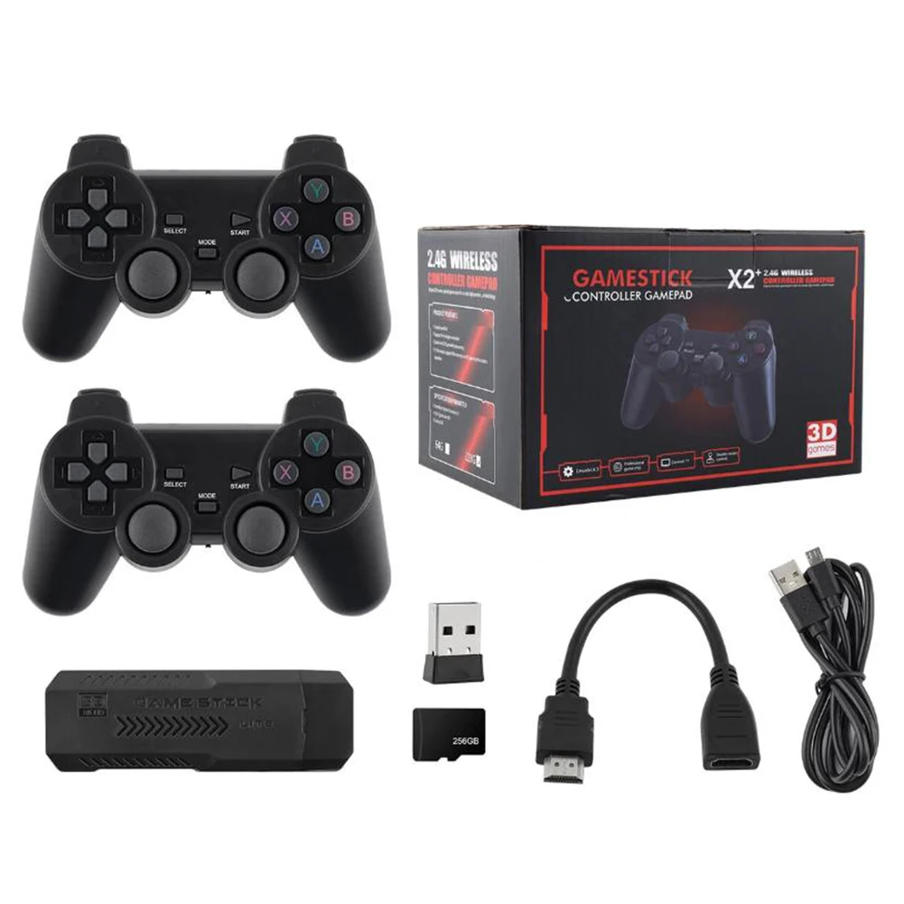 X2 Plus/ K8/ M8/ M15 مشغل فيديو ألعاب التلفزيون 64G/256G مجموعة وحدة التحكم في الألعاب 20000 + ألعاب ريترو جهاز استقبال للتليفزيون 2.4G وحدة تحكم مزدوجة لاسلكية
