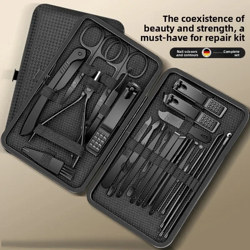 Juego de herramientas para uñas de acero inoxidable, Kit de manicura y pedicura, cortador, tijeras, pinzas, aseo, salón profesional, uso doméstico