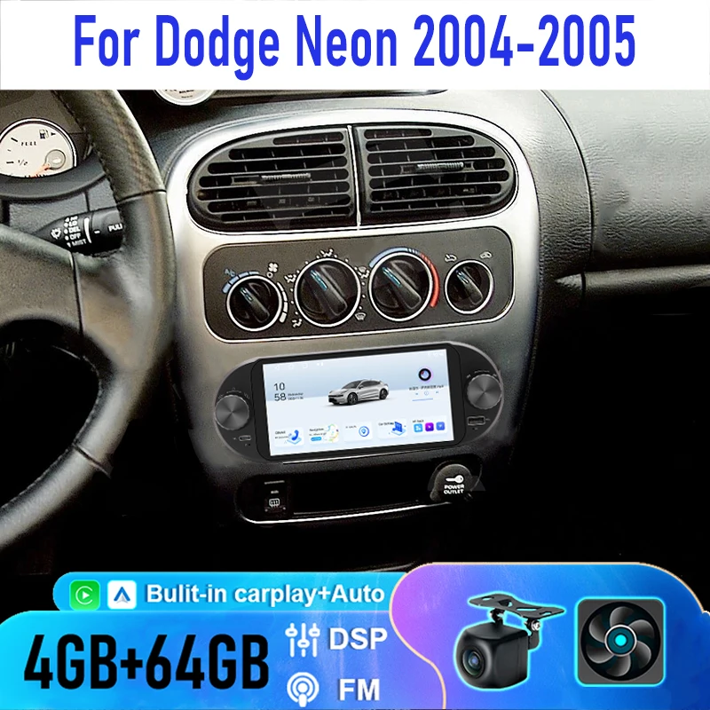 

6.8'' 4+64 ГБ Автомагнитола для Dodge Neon 2004-2005 с управлением на руле, Android 15, GPS, Bluetooth, 2DIN, Google Maps
