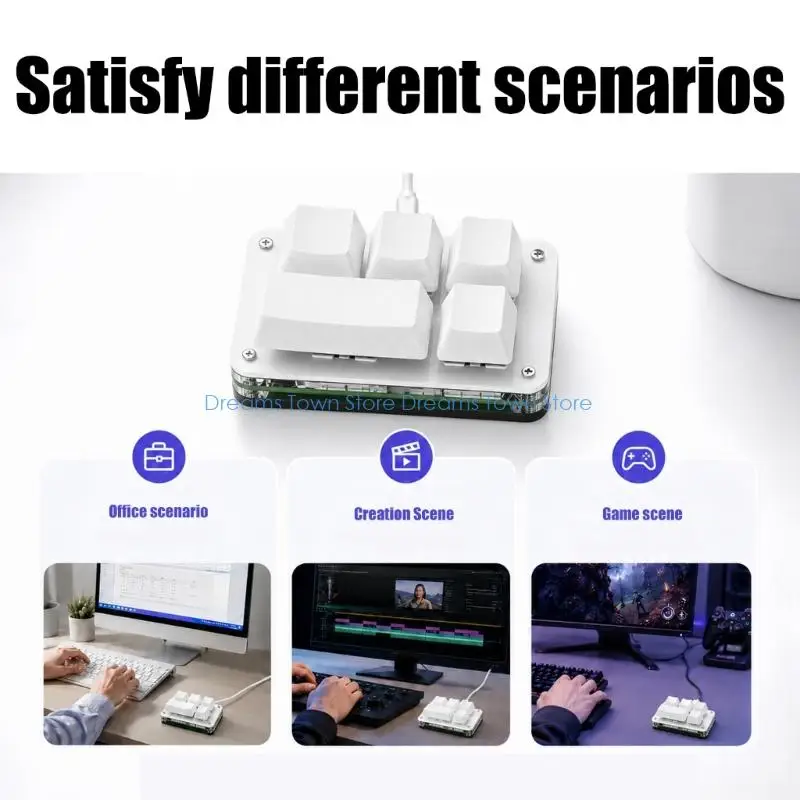  USB Mechanical Control Pad with 5-Button Layout for Office and Gaming Use