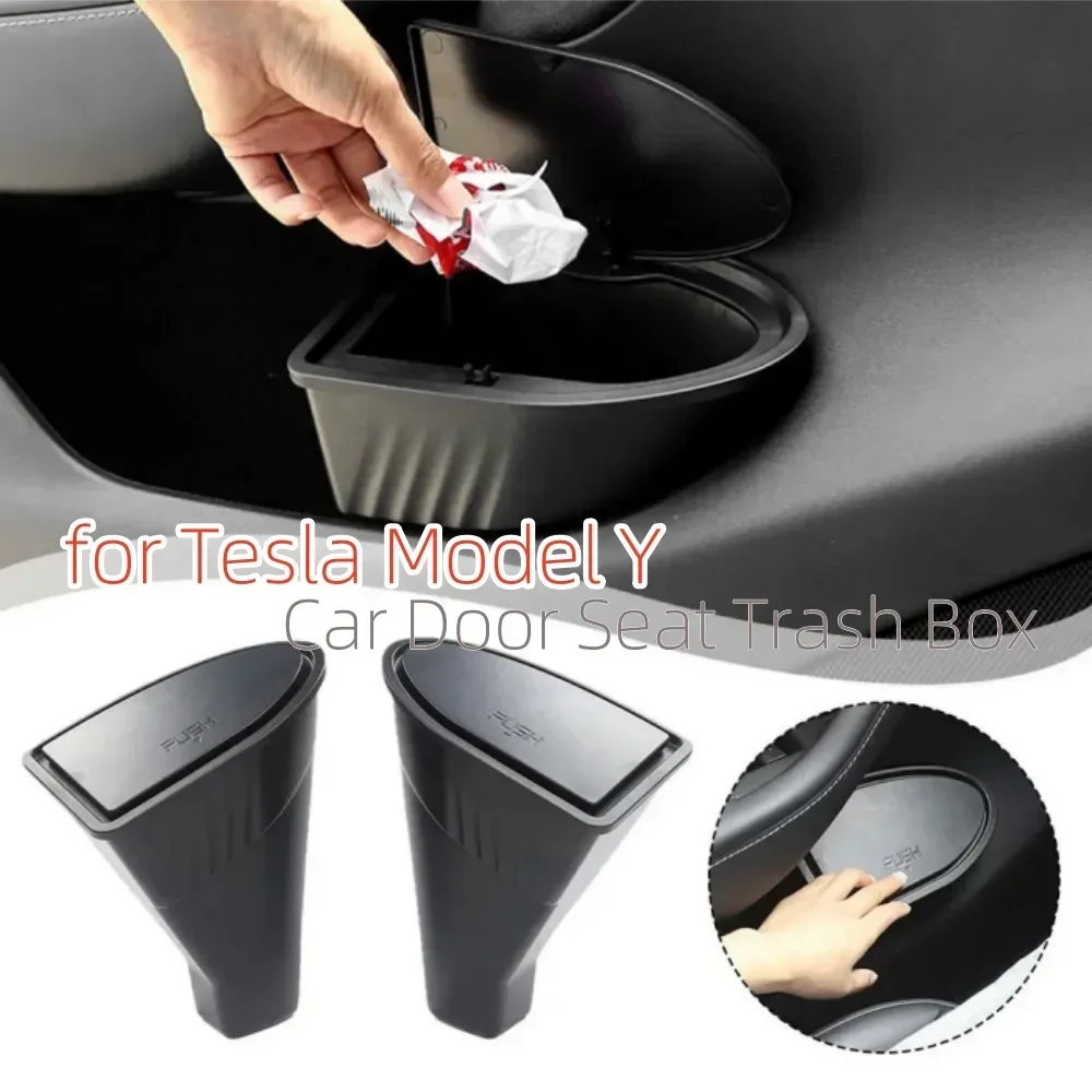 Interior Accessories Door Trash Can Rear Press Type Trash Can Modification Accessories ABS Storage Box for Tesla Model Y 2023