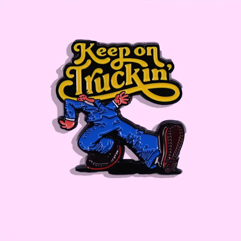 Funny Truck Driver Brooch Cartoon English Keep Driving Badge Vintage Art Pin Jewelry Gift for Taxi Driver Friend
