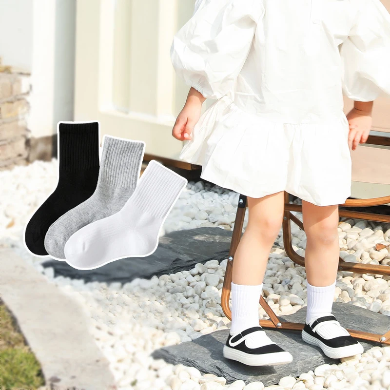 Spring Summer Mesh Thin Children Socks Boys Girls Cotton Breathable Sweat-absorbing Wear-resistant White Student Sports Socks