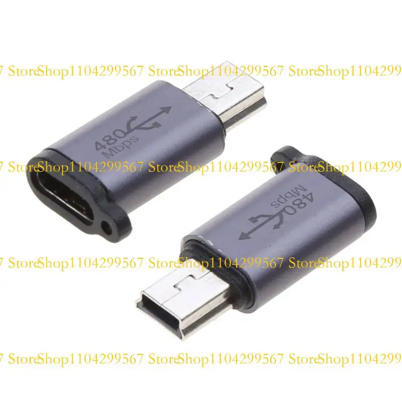 

CS1W Alloy Type-C Female to Mini USB Male Converter Connector Adapter with Anti-lost Rope Supports Charging & Data Sync