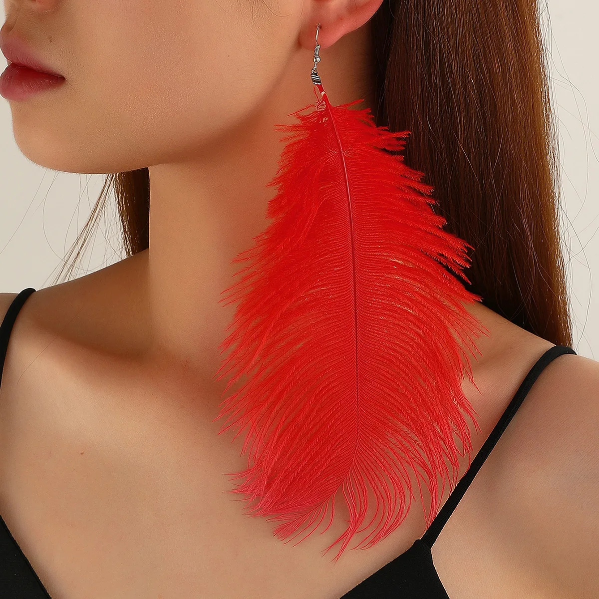 Long Black Feather Earrings for Women Fashion Jewelry Wedding Party Fairy Tassel Earrings Autumn Winter Designer Earrings