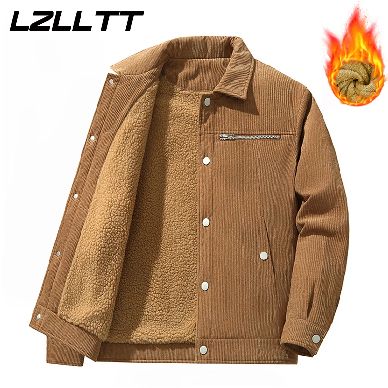 

Winter Men Fleece Warm Jackets Mens Thicken Windproof Fashion Jackets Coats Mens Lapel Keep Outdoors Jackets Coats Male LZLLTT