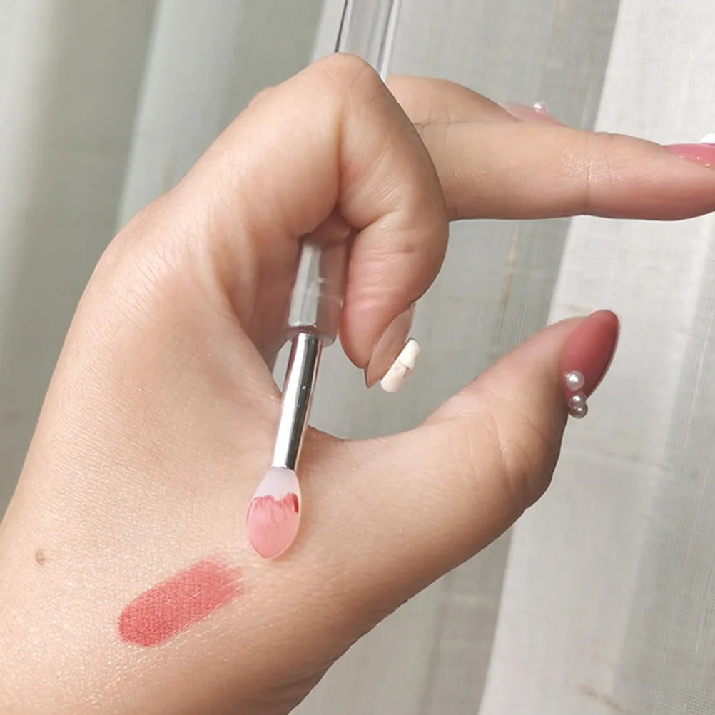 

6 Pcs Lip Brush Silicone Makeup Applicators Brushes with Cover Lipstick for Your Aluminum Tube