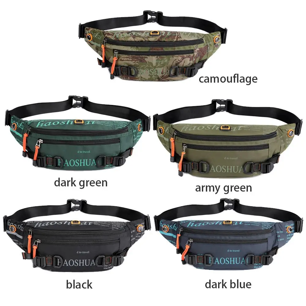 Unisex Vintage Casual Waist Bags Storage Chest Bag Letter Waist Packs Nylon