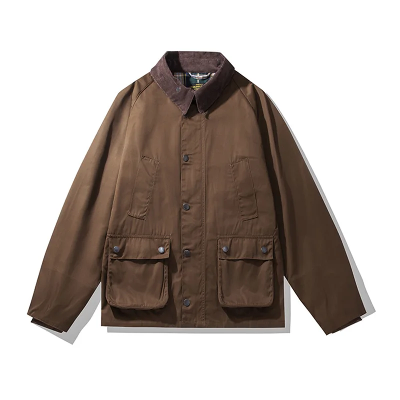 

American Retro Workwear Wax Jacket Vintege Ami Khaki Spring and Autumn Safari Field Motorcycle Lapel Hunting Jacket Men's Jacket